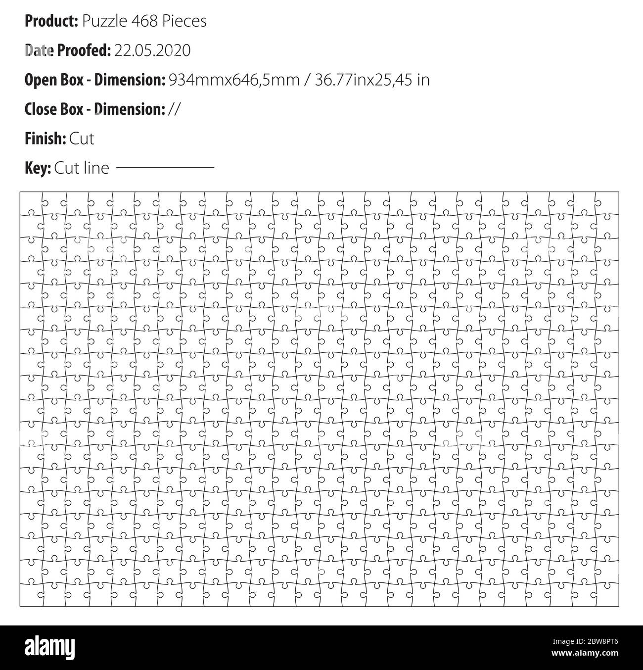 Puzzle 468 pezzi formato B1 template cut - die cut - vettoriale Illustrazione Vettoriale