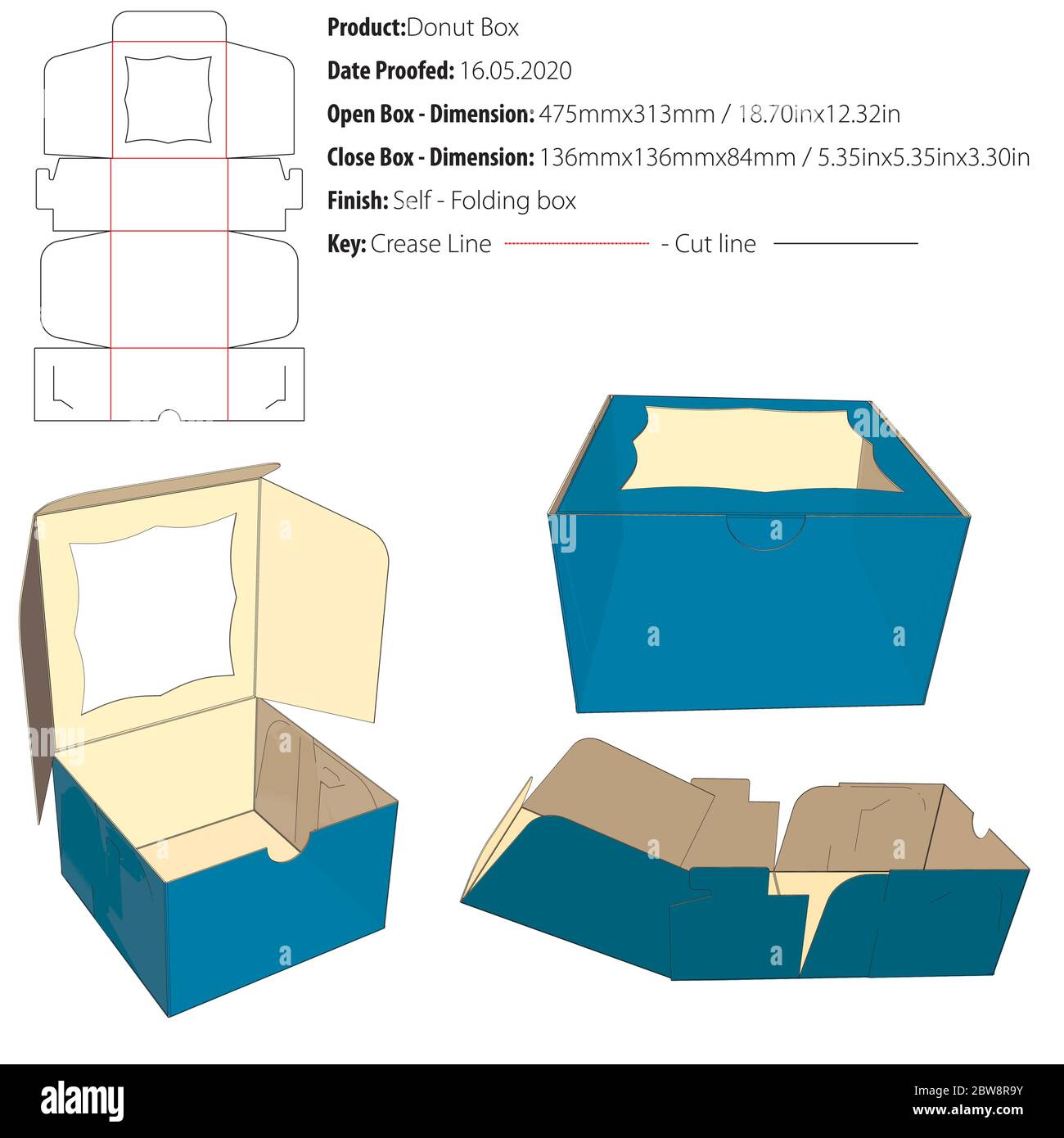 Modello di confezionamento in scatola ciambata autobloccante fustellato - Vector Illustrazione Vettoriale