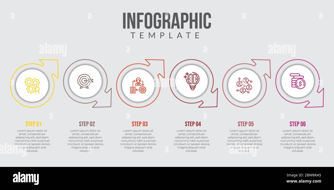 Illustrazione Di Modern Business infografica colorata con titolo, elementi, creatività, forme - vettore Illustrazione Vettoriale