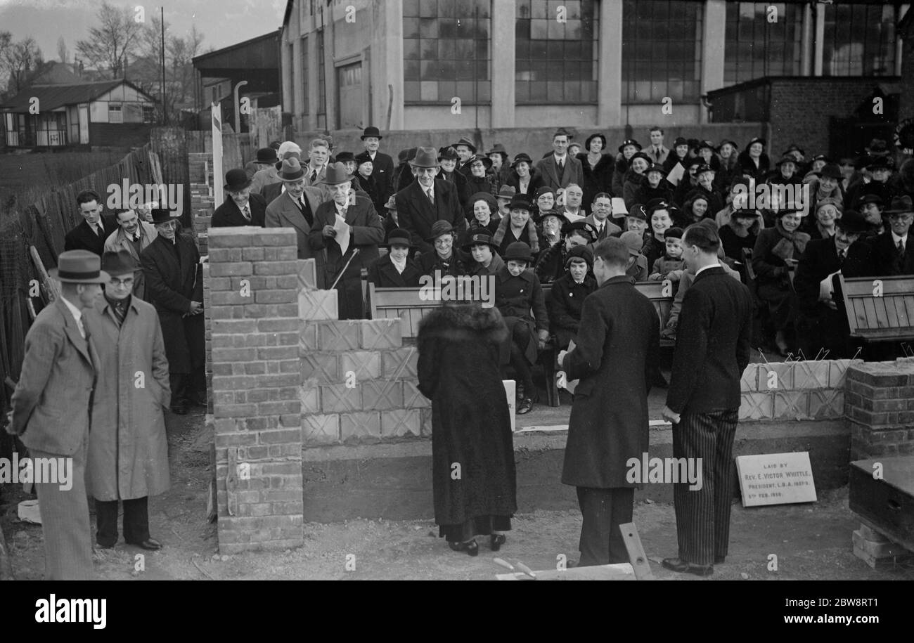 Sidcup Chiesa Hall fondazione pietra posa . 1938 Foto Stock