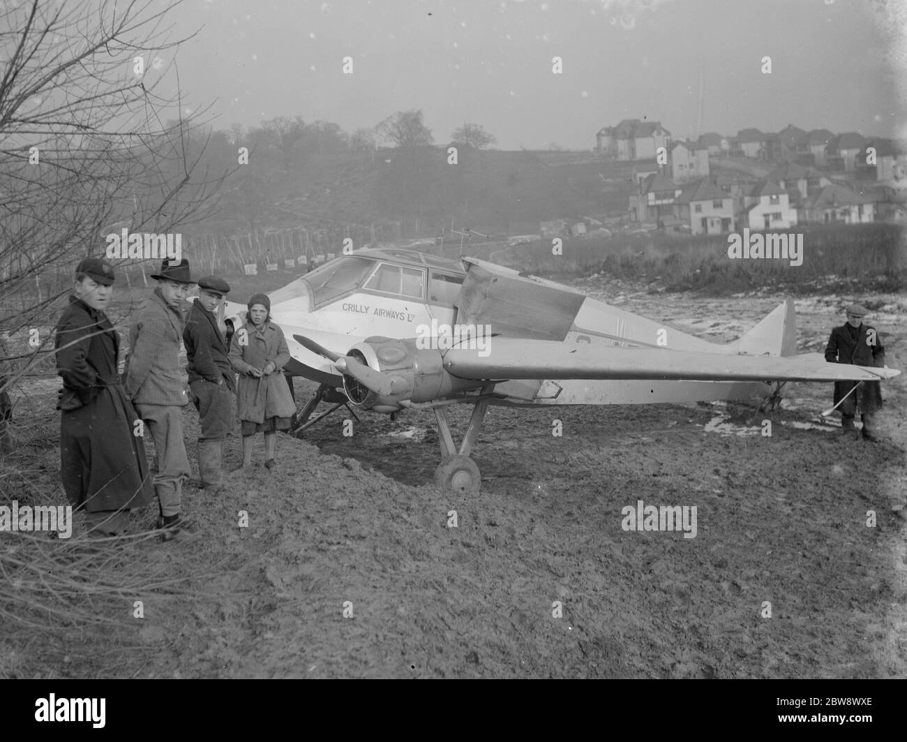 A Crilly Airways Ltd , aereo a due motore giù per incidente a St Mary Cray , Kent . 1936 Foto Stock