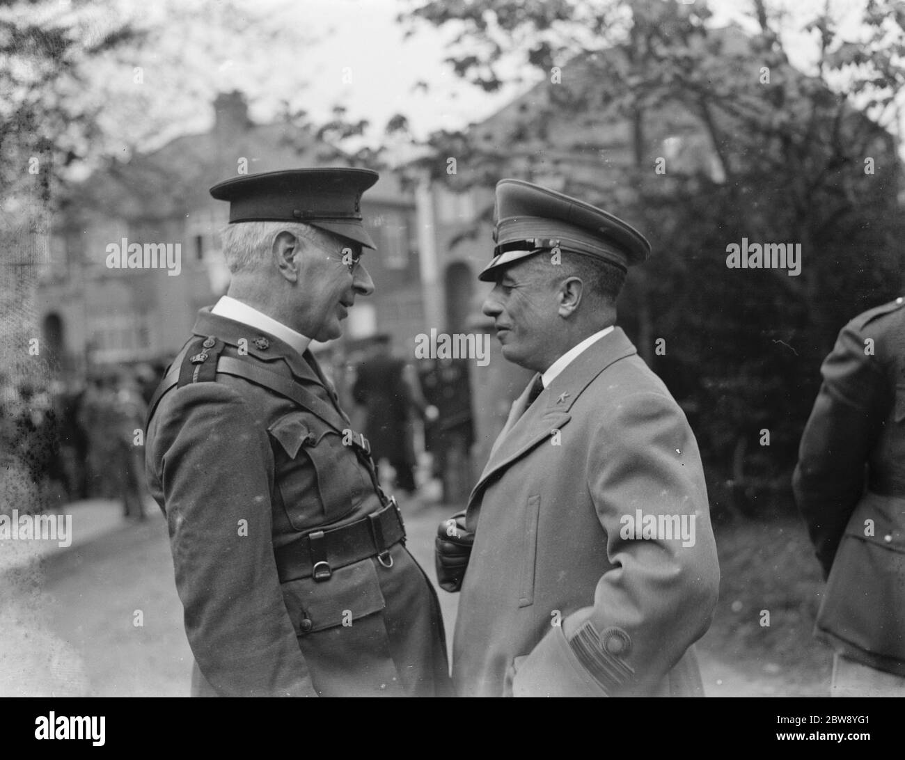Il servizio Gallipoli a Eltham , Londra . Duce del Monte (destra) con Reverend Hall (sinistra) . 1939 Foto Stock