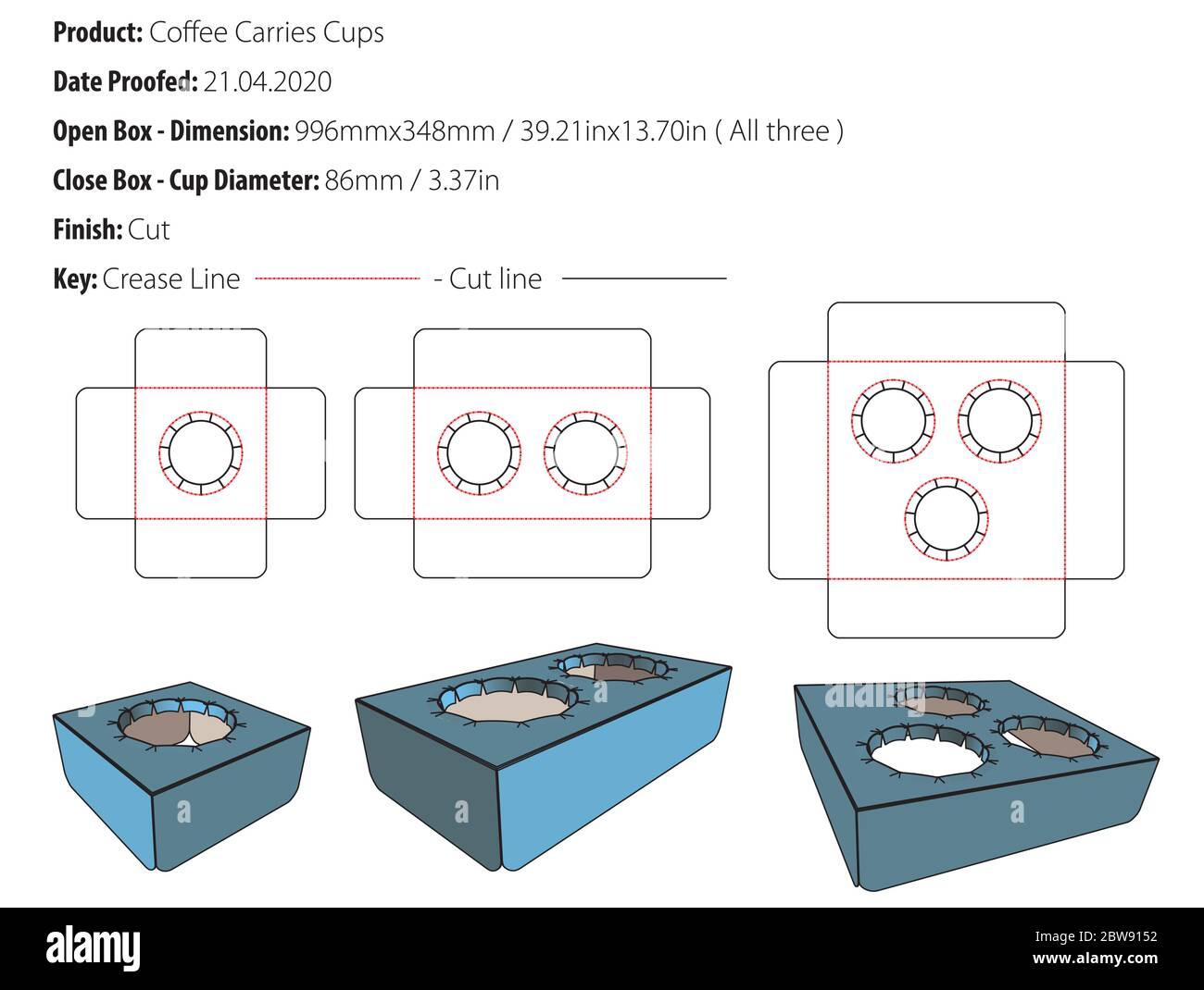 Porta-caffè tre tazze - fustellato - vettore Illustrazione Vettoriale