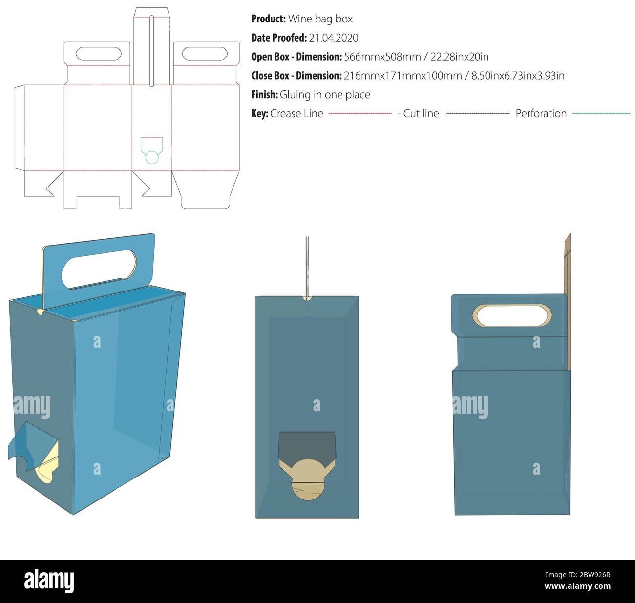 Scatola porta-vino scatola confezione modello di confezionamento vettore di fustellatura Illustrazione Vettoriale