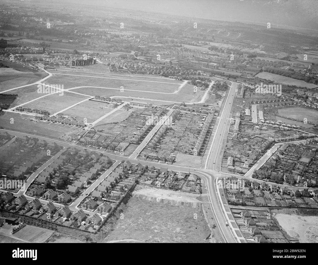 Una vista aerea di Crayford e Dartford in Kent . 1939 . Foto Stock