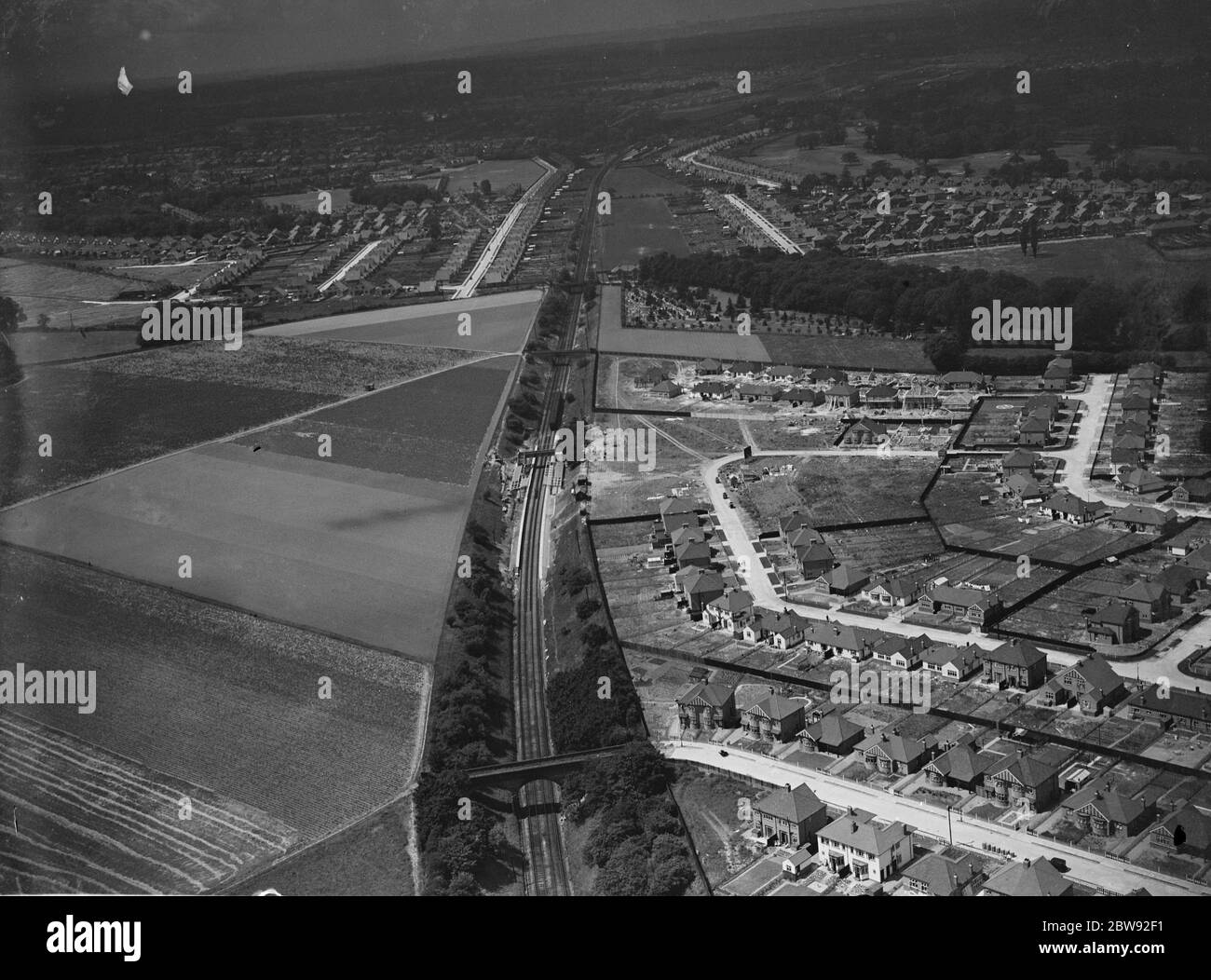 Una vista aerea della stazione ferroviaria di Albany Park a Kent . 1939 . Foto Stock