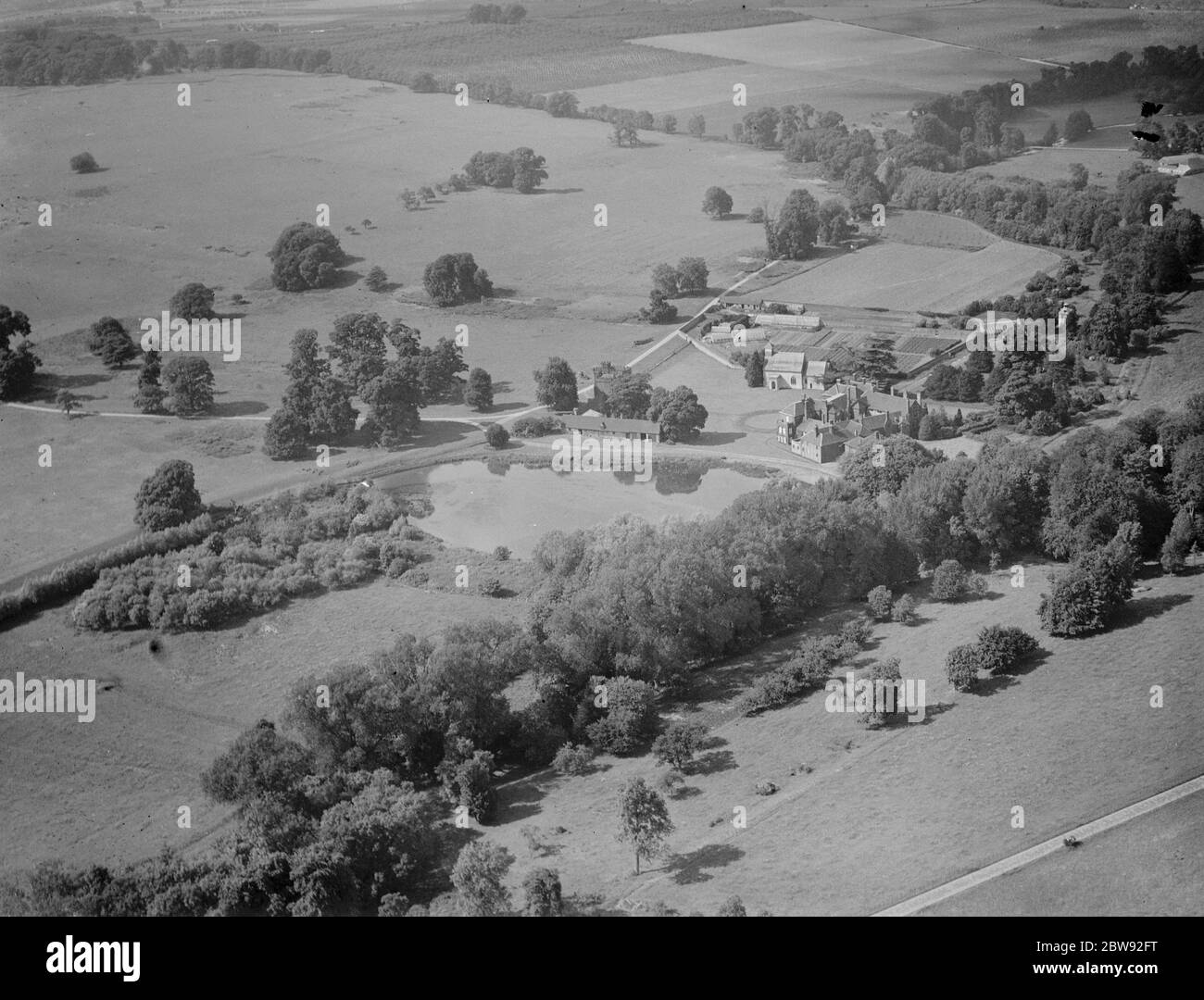 Una veduta aerea del Castello di Lullingstone vicino a Eynsford , Kent . 1939 . Foto Stock