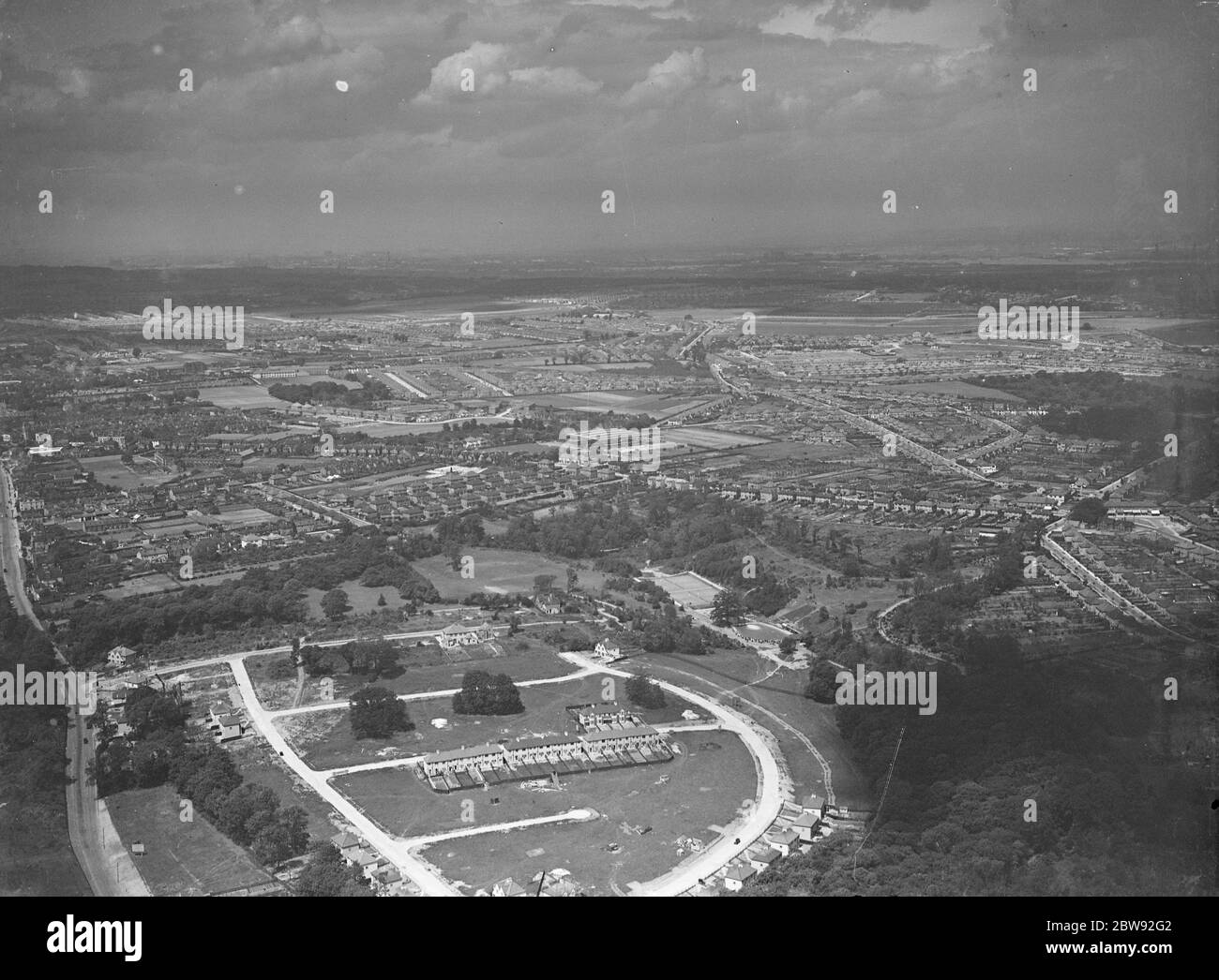 Una vista aerea di Bexleyheath e Barnehurst in Kent . 1939 . Foto Stock