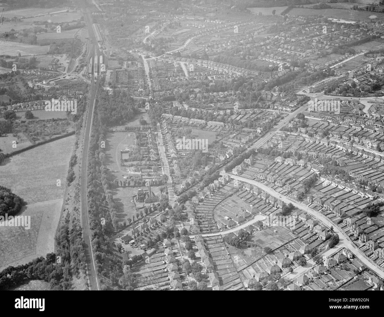 Una veduta aerea di Orpington , Kent . 1939 . Foto Stock