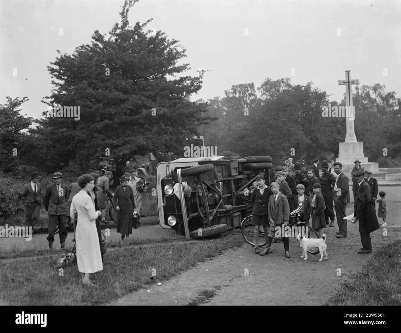 Un camion crash Chislehurst , Kent . 1936 Foto Stock