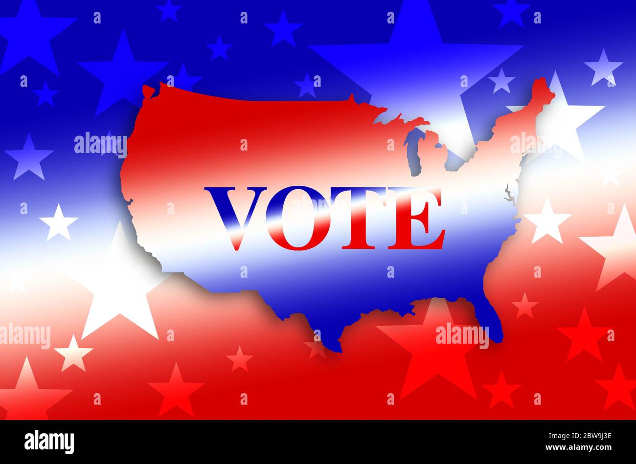 Immagine generata digitalmente della forma della mappa e del voto degli Stati Uniti segno Foto Stock