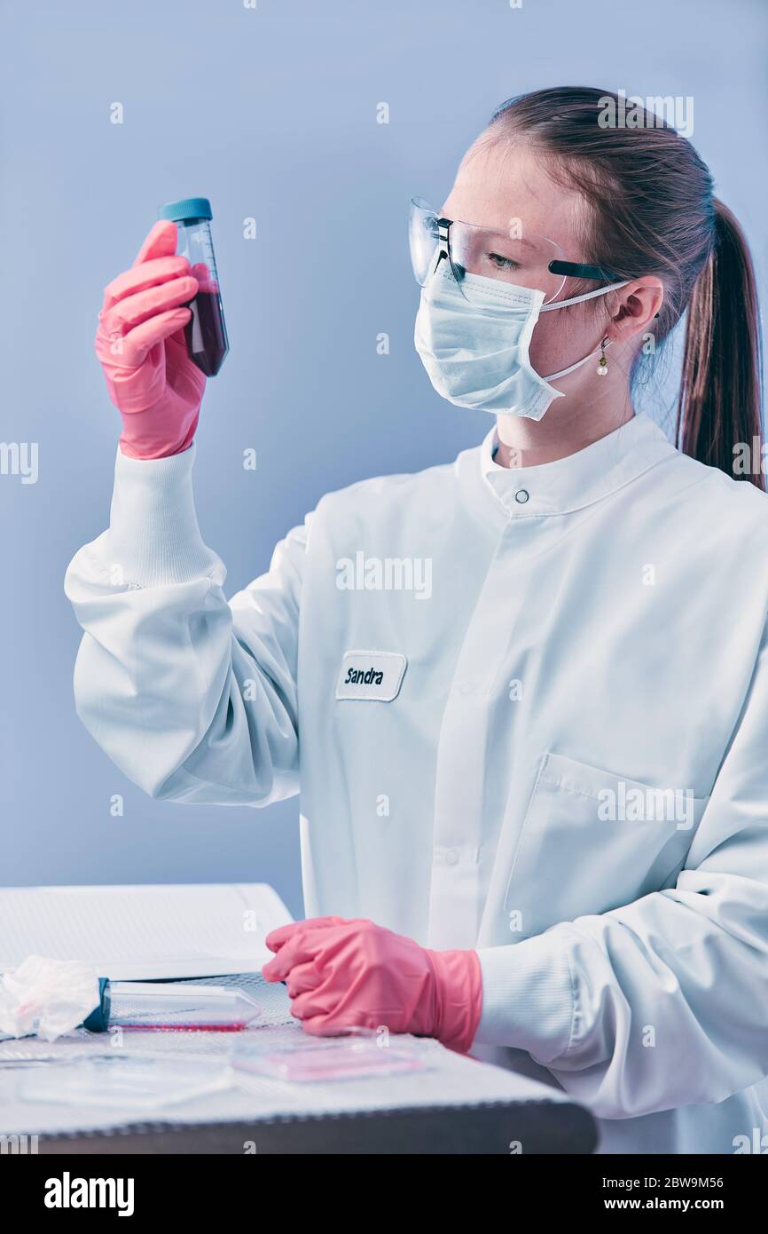 Tecnico femminile che lavora in laboratorio Foto Stock