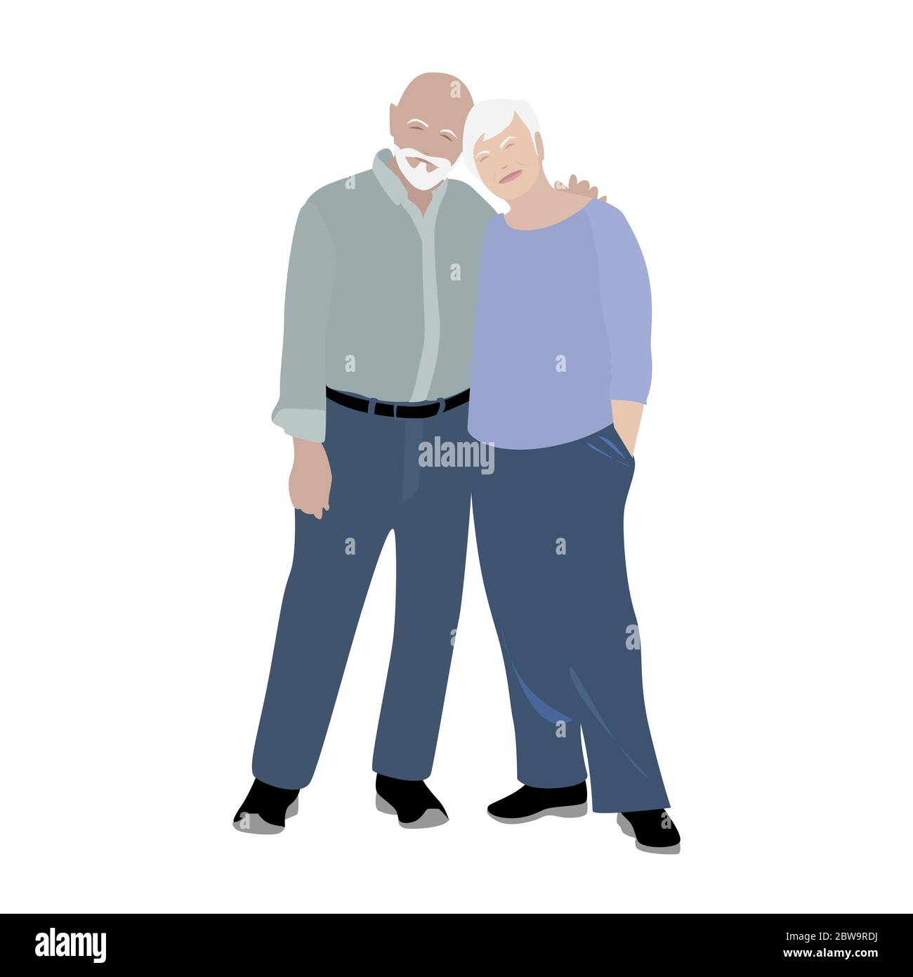 Coppia felice sambuco. Nonna e nonno anziani, titolare di una generazione di cartoni animati. Illustrazione vettoriale Illustrazione Vettoriale