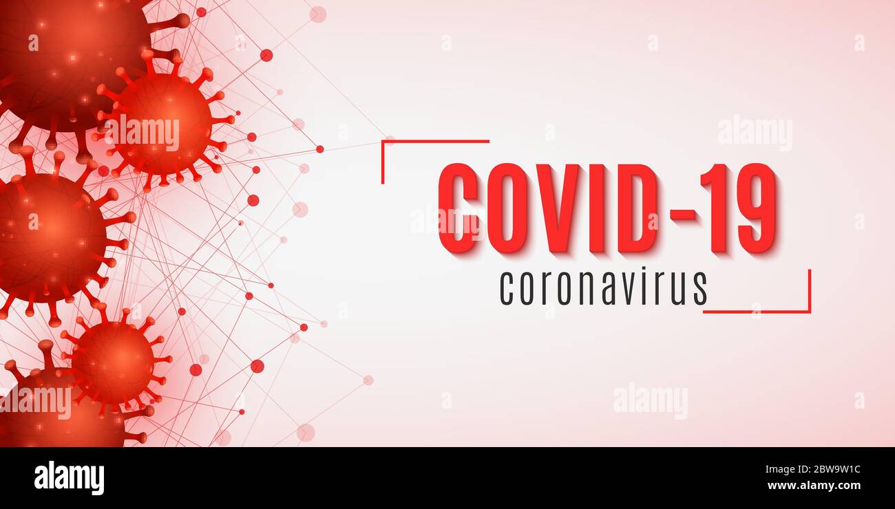 Banner di scienza medica del coronavirus. Covid 19 copertura per il design medico. Organismo patogeno 3D realistico. Modello di virus. Illustrazione vettoriale. EPS 10 Illustrazione Vettoriale