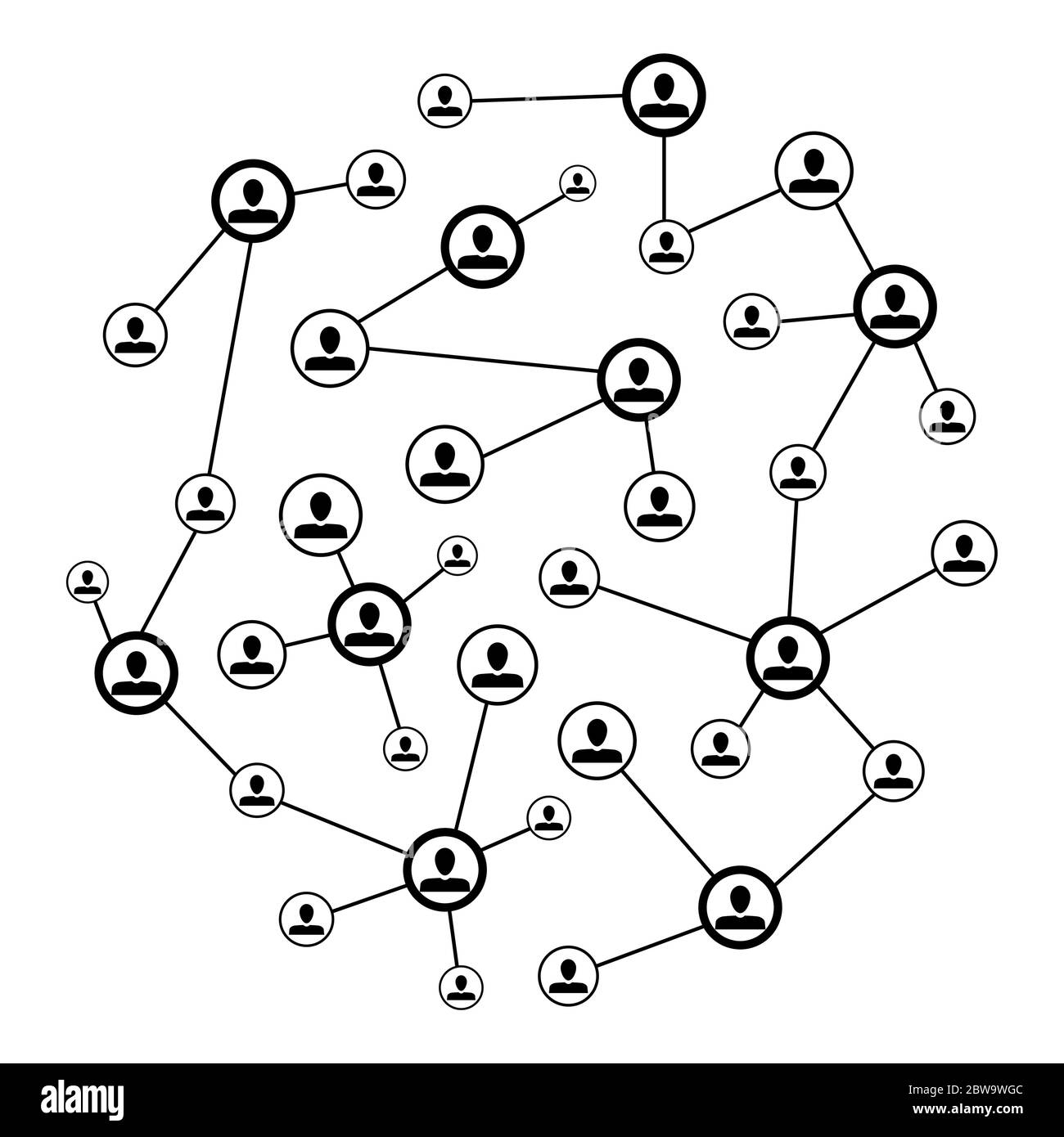 Connessione al social network. Rete di collegamento vettoriale internet, rete sociale globale, società web con avatar utente, socializzazione e comunicazione illustrat Illustrazione Vettoriale