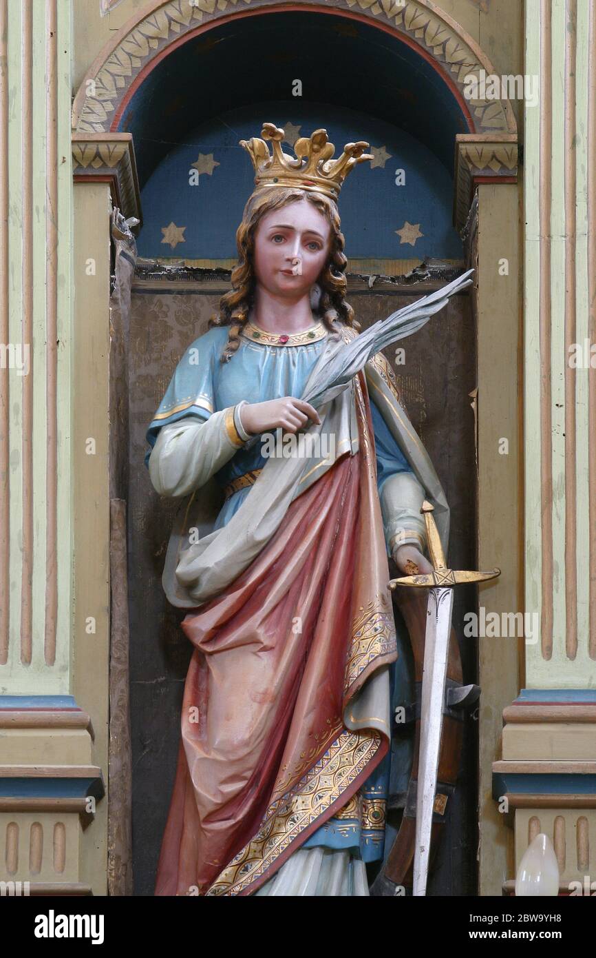 Santa Lucia, altare del Sacro cuore di Gesù nella Chiesa di Sant'Anna a Rozga, Croazia Foto Stock