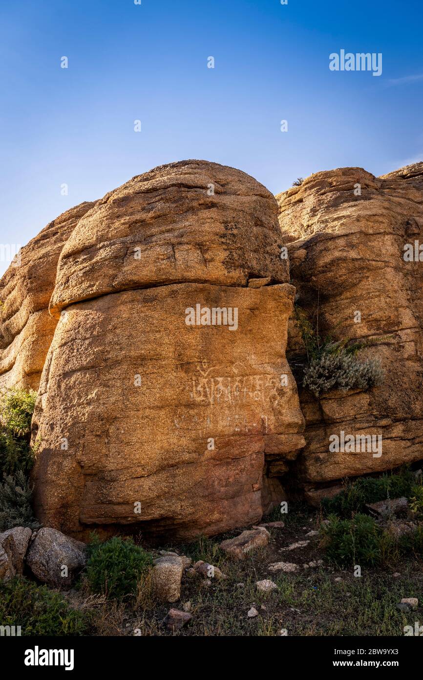 Le spettacolari formazioni di granito-roccia di Baga Gazryn Chuluu, Gobi del Nord, Mongolia, Mongolia, Asia, Asiatico Foto Stock