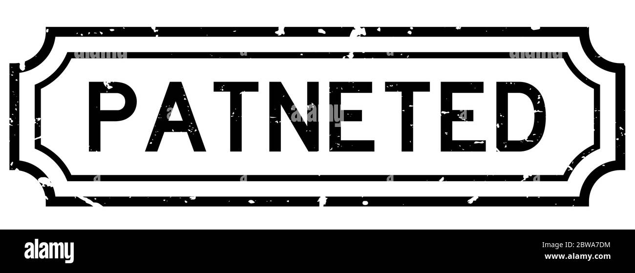 Grunge nero parola brevettata gomma business sigillo timbro su sfondo bianco Illustrazione Vettoriale