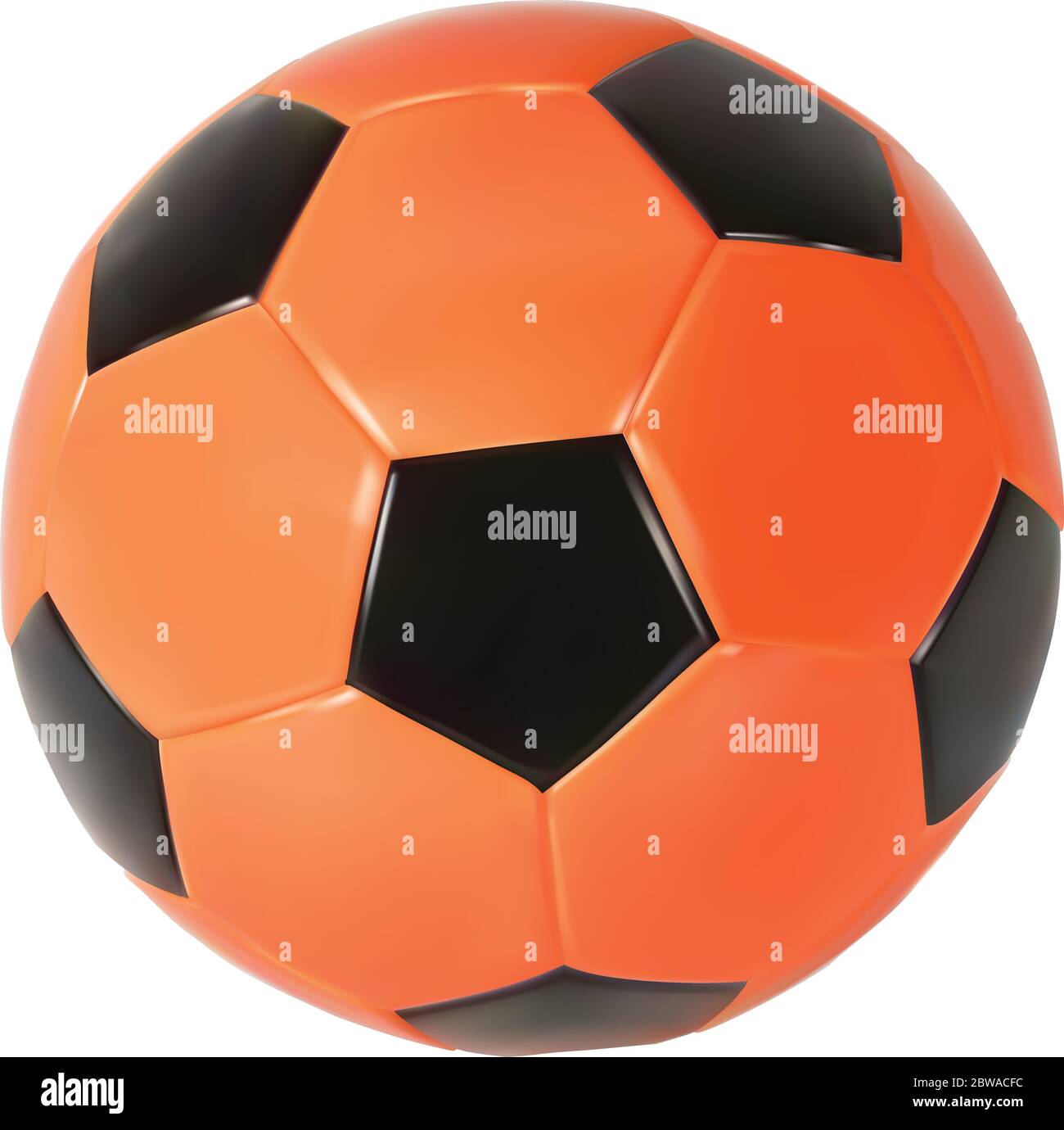 Pallone da calcio rosso vettoriale realistico. Isolato su sfondo bianco. Illustrazione Vettoriale