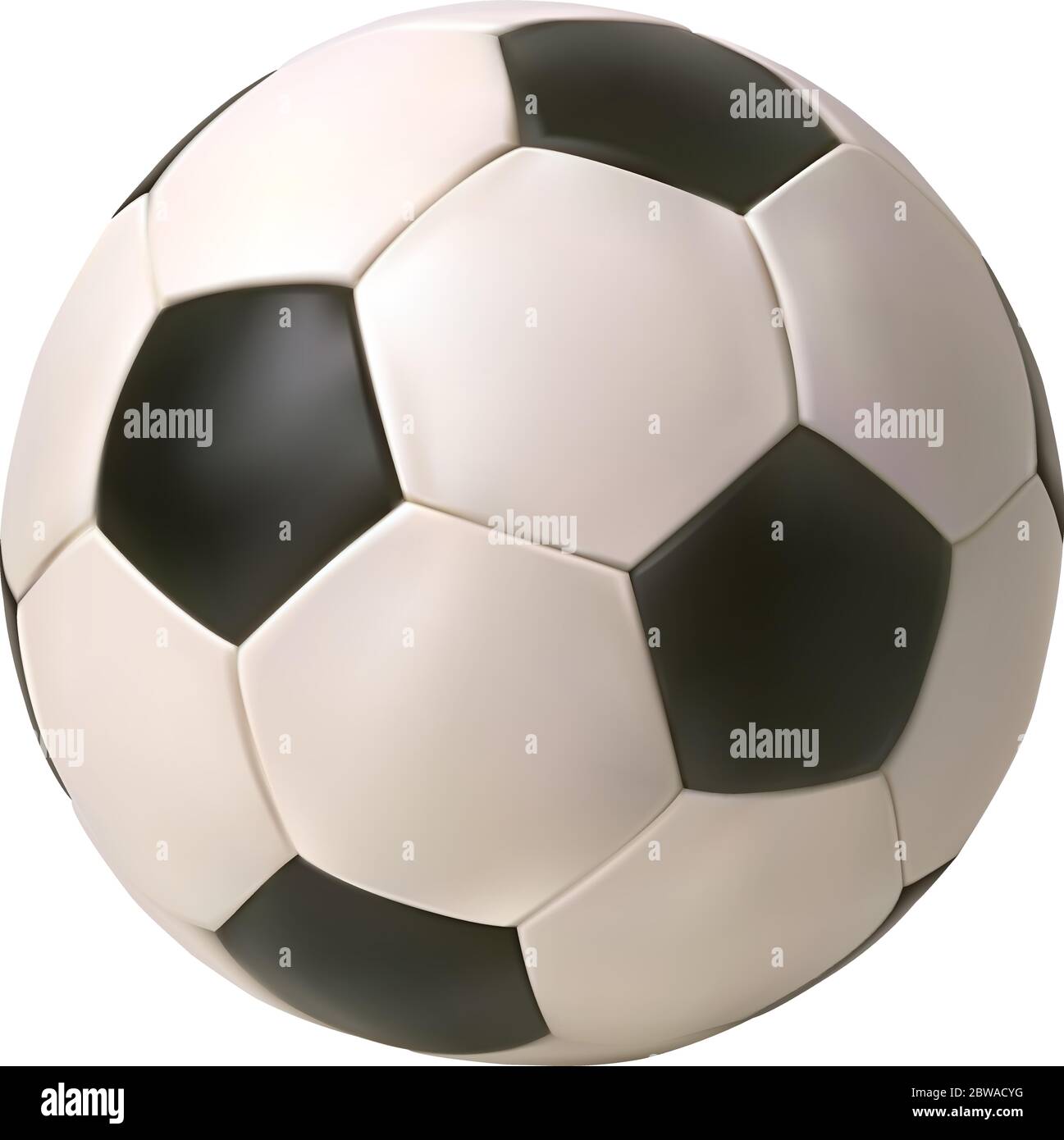 Pallone da calcio vettoriale realistico. Isolato su sfondo bianco. Illustrazione Vettoriale