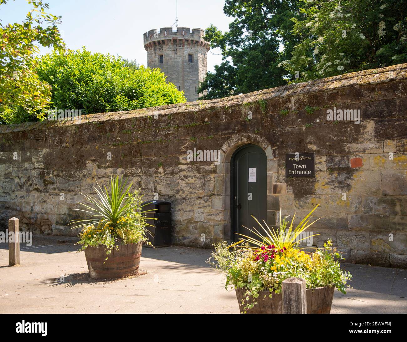 Ingresso alla città del castello di Warwick, Warwick, Warwickshire, Inghilterra, Regno Unito Foto Stock
