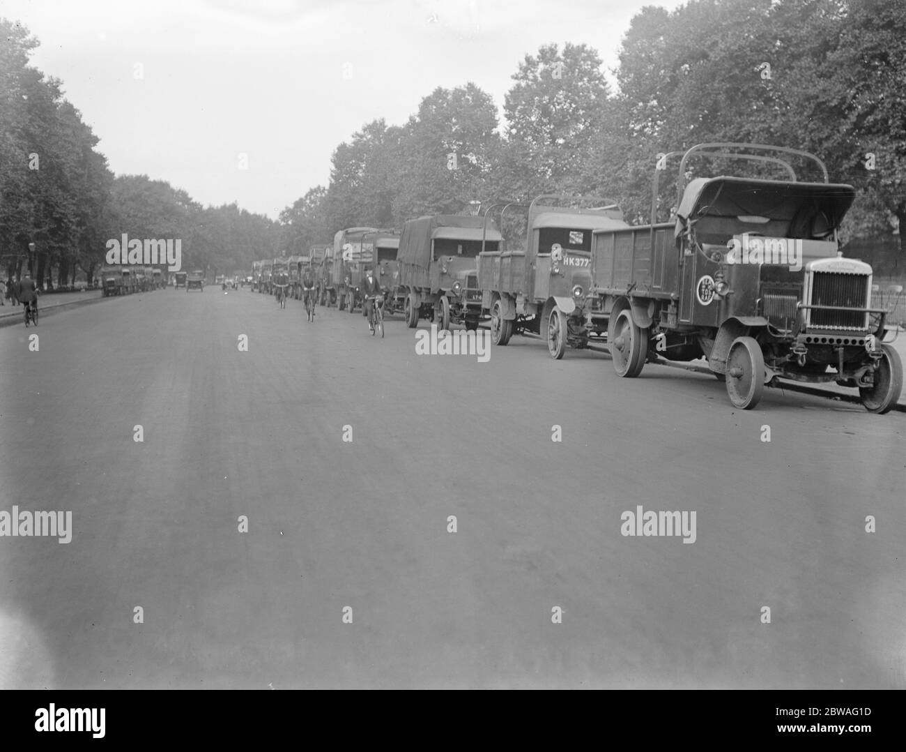 La Grande ferrovia Sciopero gli autocarri in Hyde Park e i loro conducenti 1920 Foto Stock