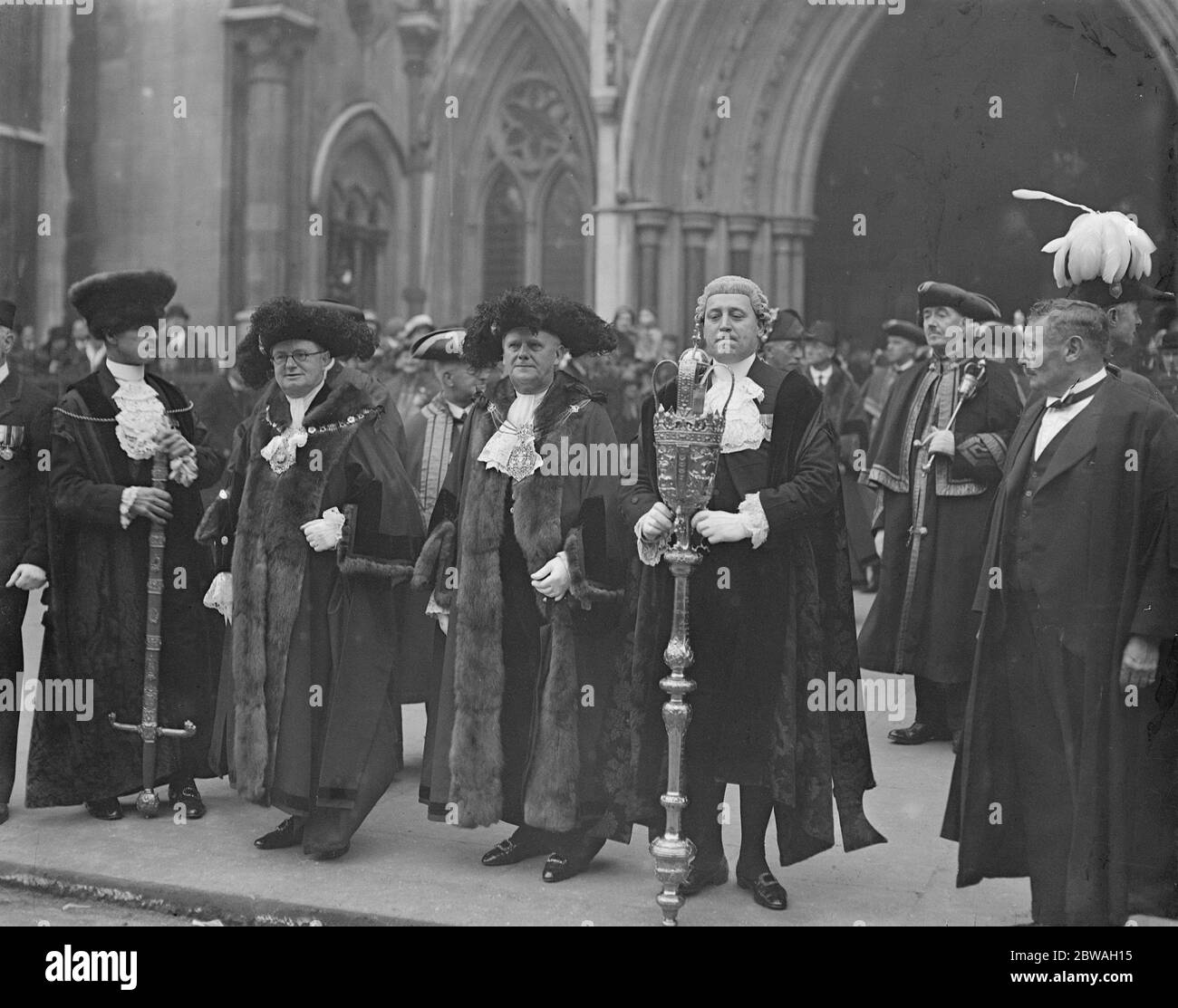 Il Signore Mayors Show Left Sir Percy Greenaway ( elect ) e Sir Maurice Jenks ( retriing ) Lord Mayor 9 novembre 1932 Foto Stock