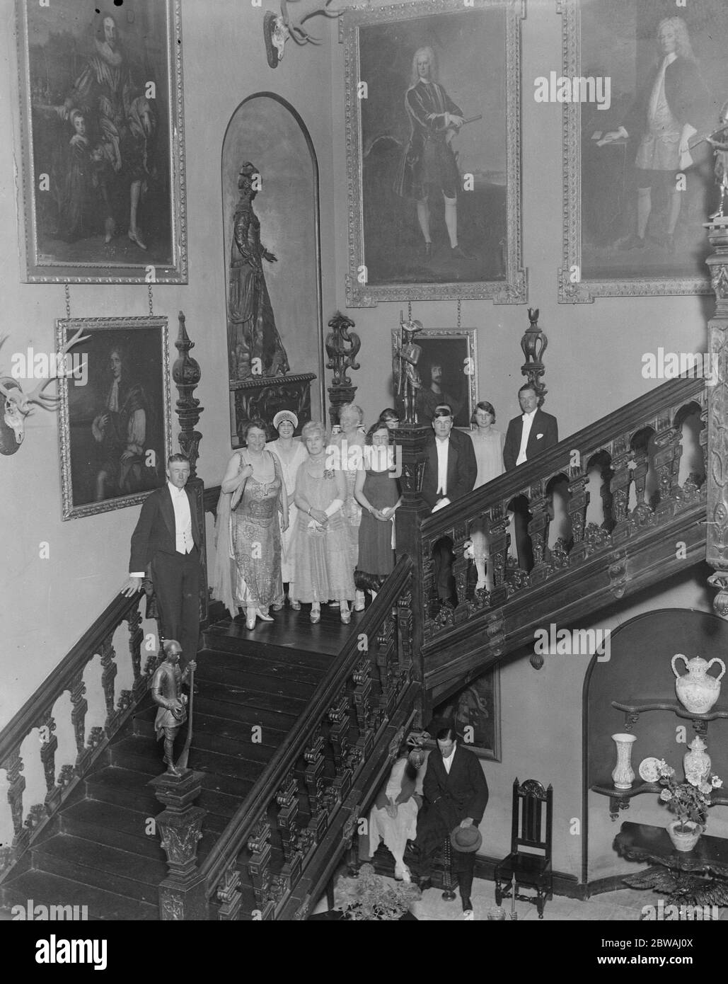 A Blickling Hall , Aylsham , Norfolk , la famosa scalinata . 25 settembre 1925 Foto Stock
