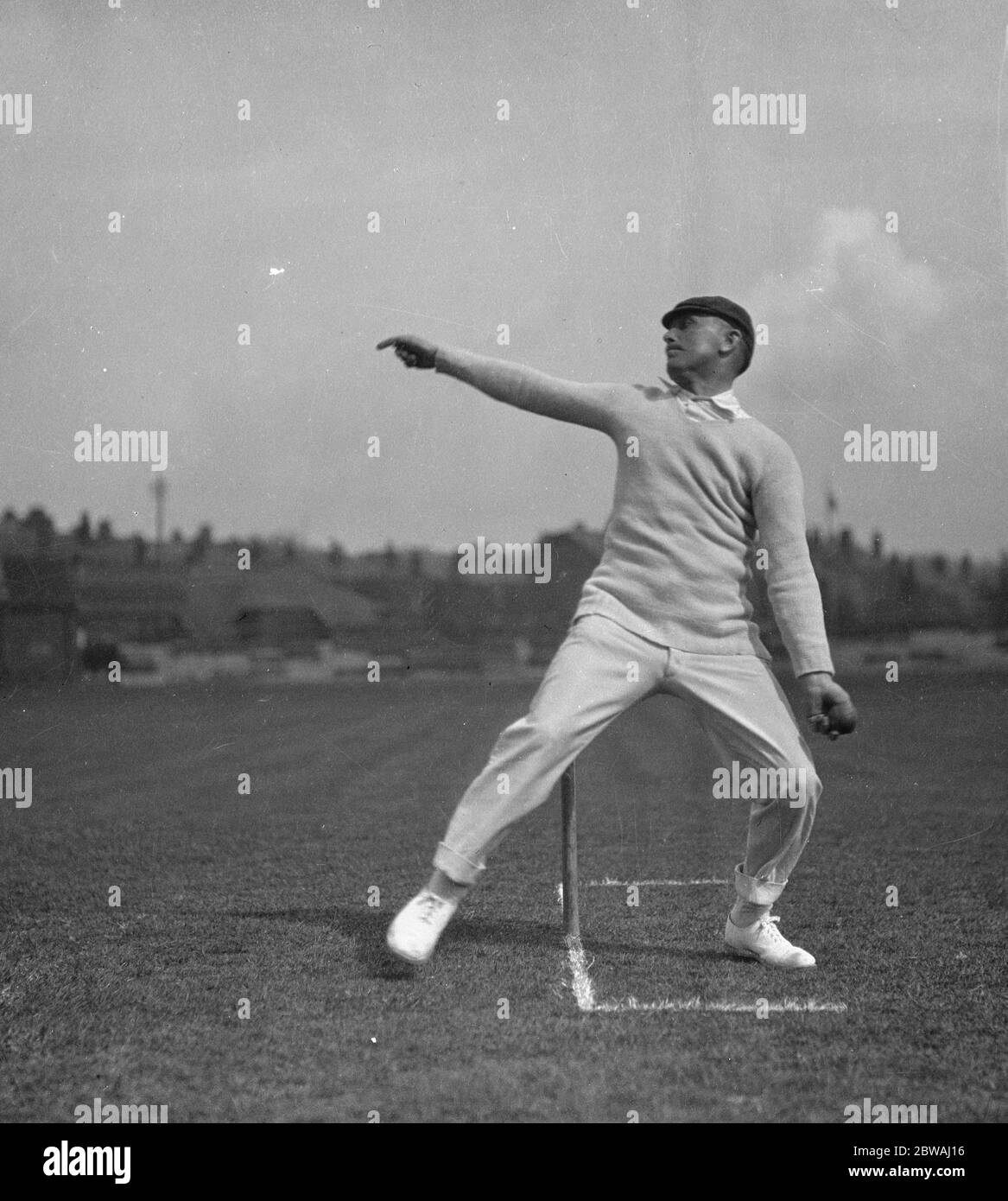 Gricketer inglese , Wilfred Rhodes . Bowler . Foto Stock