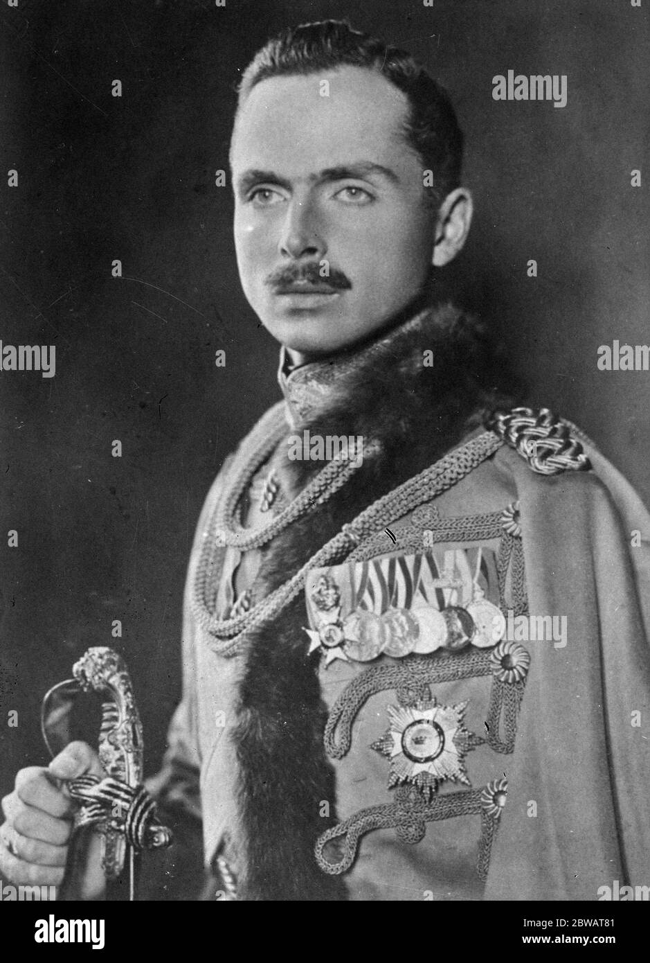 Annunciando la morte della duchessa di Albany la Principessa Elena . La duchessa morì mentre era in visita al figlio il Duca di Sassonia Coburg a Innsbruck 2 settembre 1922 Foto mostra Carlo Edoardo, Duca di Sassonia-Coburg e Gotha (Leopoldo Carlo Edoardo Alberto; tedesco: Luitpold Carl Eduard Georg Albrecht; 19 luglio 1884 - 6 marzo 1954), fu il quarto e ultimo duca regnante di Sassonia-Coburg e Gotha Foto Stock