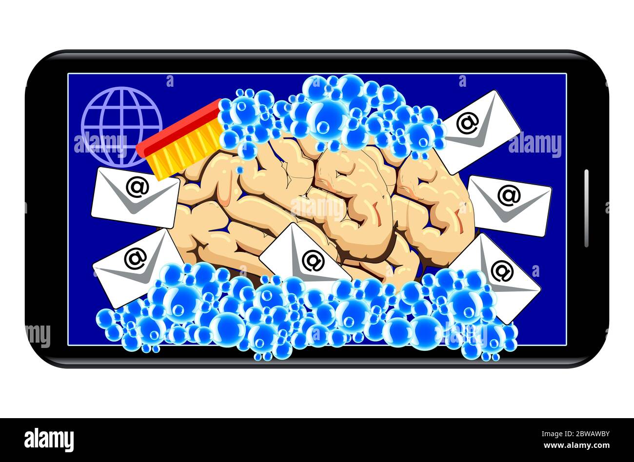 La mente umana sta diventando controllata e manipolata dal flusso quotidiano di messaggi via internet Foto Stock