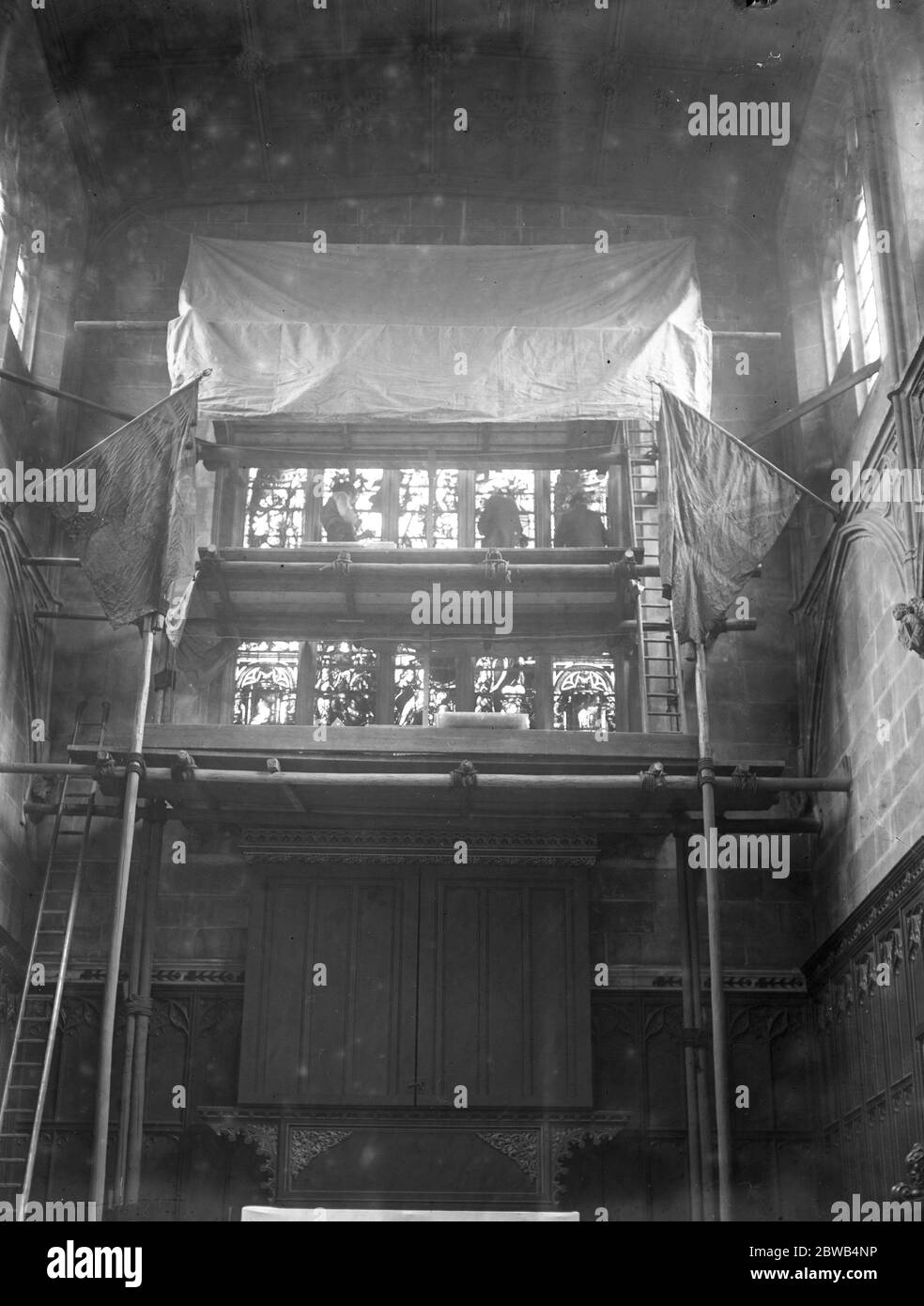 La vetrata , presentata alla Camera dei Comuni dal Re Enrico VII nel 1507 , nel corso della sua rimozione da St Margaret' s , Westminster , in un luogo di sicurezza . Foto Stock