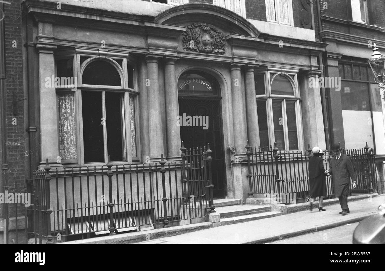 L' Union Helvetia Club , Gerrard Place , Soho , un club sociale per gli uomini e le donne che svolgono la professione teatrale . 3 settembre 1930 Foto Stock