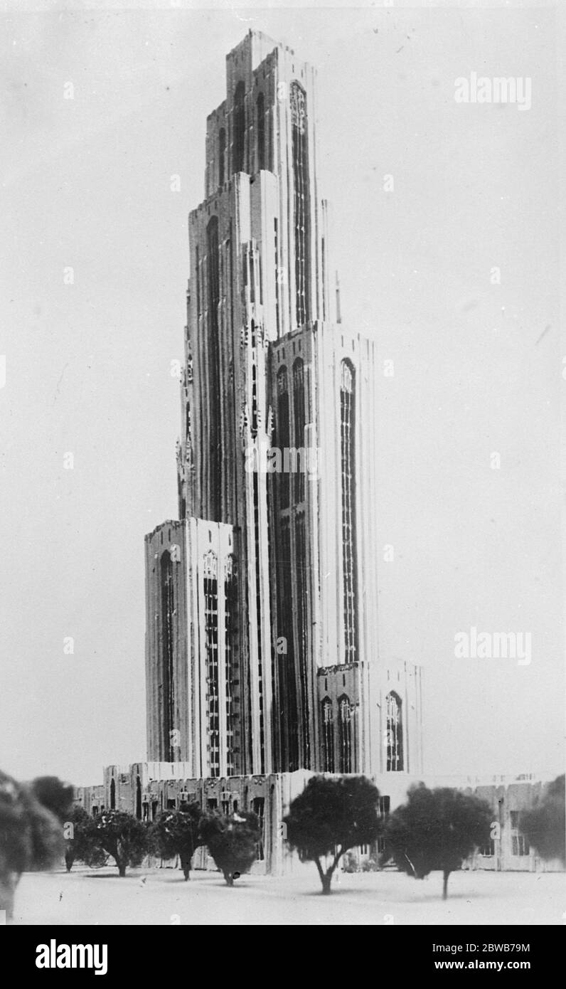 La ' Cattedrale dell' apprendimento' di Pittsburgh, un modello della ' Cattedrale dell' apprendimento' di Pittsburgh, che sarà eretta nel 1925 dall' Università di Pittsburgh per ospitare 12, 000 studenti. Sarà una delle strutture masonarie più alte e imponenti del mondo . 15 novembre 1924 Foto Stock
