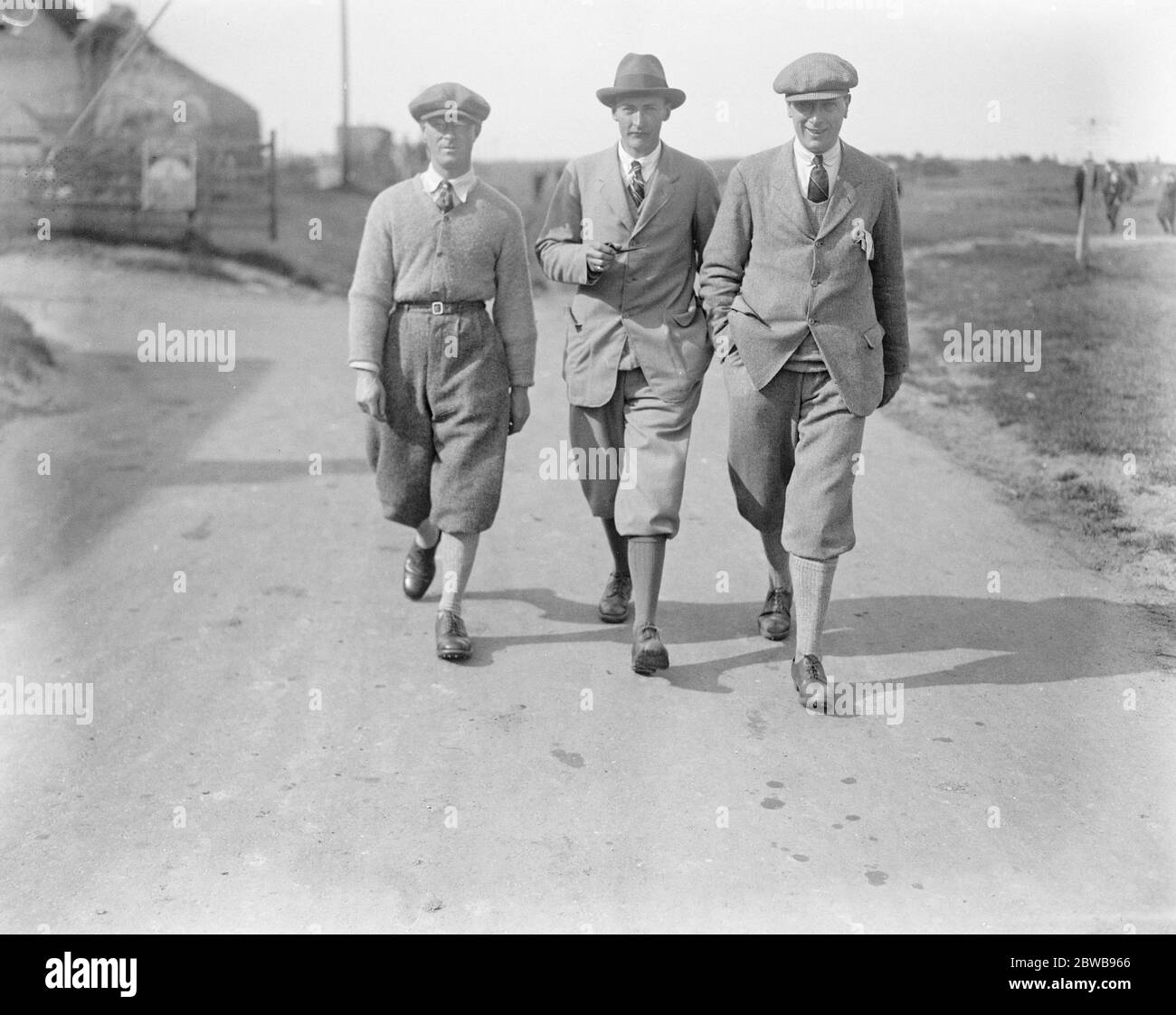Campionato dilettante di golf a Deal , Kent . Da sinistra a destra; Torrance, Holderness e Layton. 8 maggio 1923 Foto Stock
