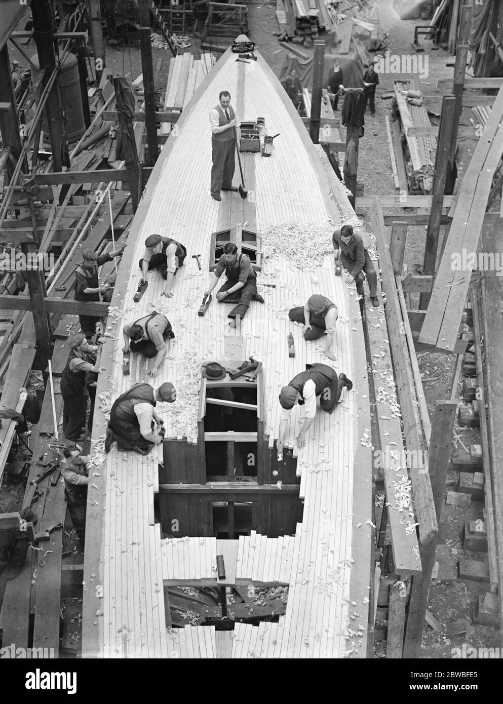 In un cantiere navale, Gosport lavora a Camper e nel cantiere Nicholson sul nuovo yacht del signor T o Sopwith' Tomahawk' 23 maggio 1939 Foto Stock