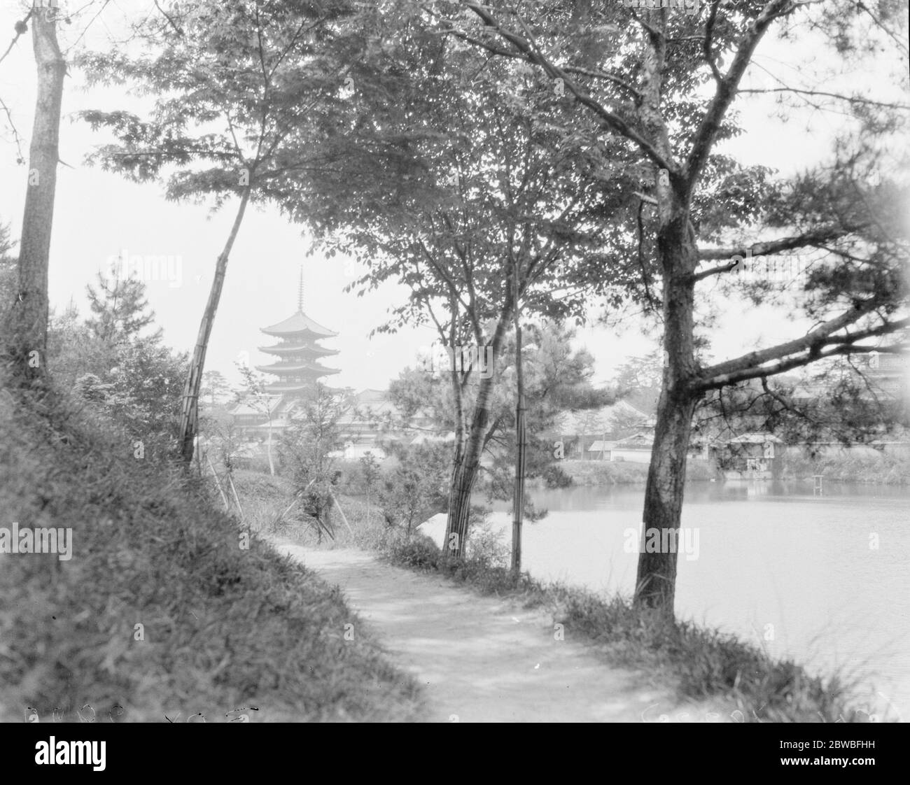 Nara nella regione di Kansai in Giappone uno sguardo della pagoda 2 aprile 1922 Foto Stock