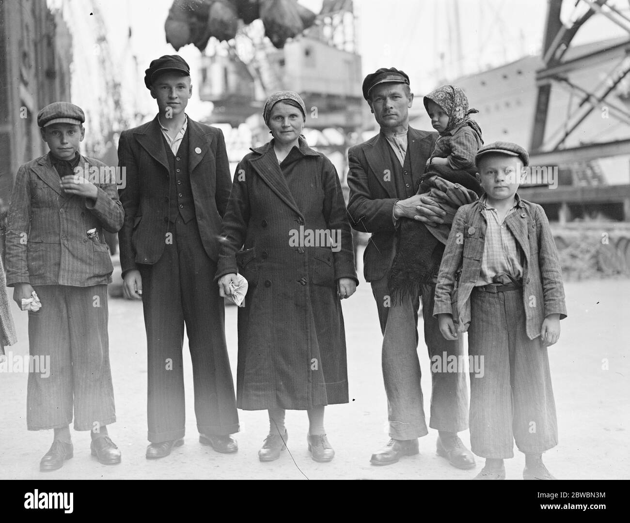 Rifugiati polacchi sbarcati dal piroscafo polacco " Warszawa " nel Tamigi 29 agosto 1939 Foto Stock