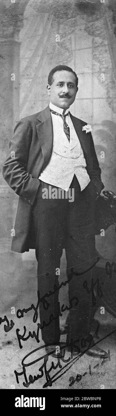 Membro di primo piano dell'opposizione egiziana a Londra Tewfik Bey Doss , un membro di primo piano dell'opposizione egiziana o del Partito Liberale costituzionale 6 settembre 1924 Foto Stock