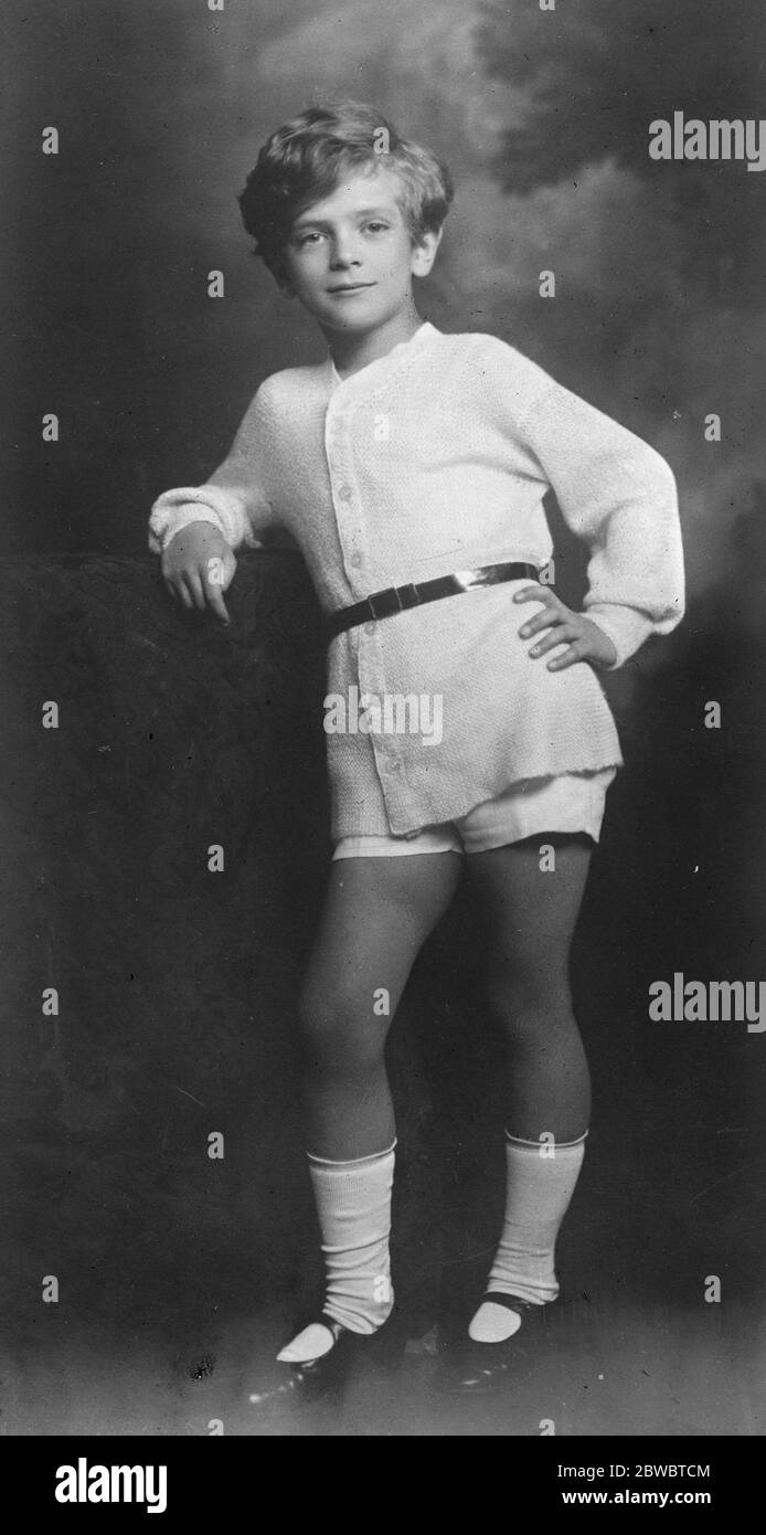 Ragazzo più prodo in Belgio . Henri Damoiseaux , il cui canto sarà una caratteristica del matrimonio reale . 16 ottobre 1926 Foto Stock