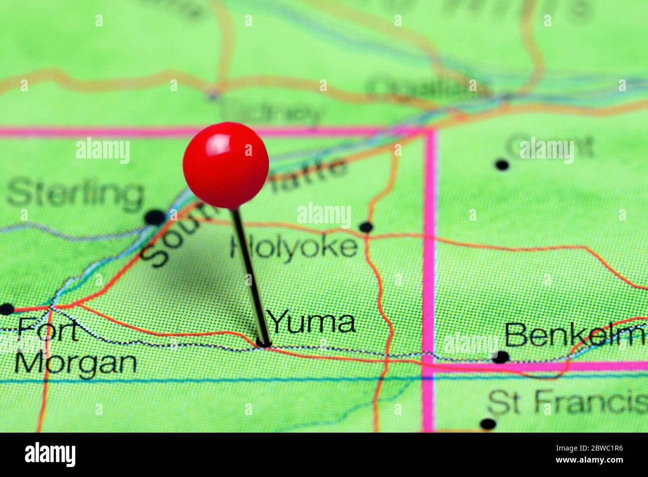 Yuma è stato fissato su una mappa del Colorado, Stati Uniti Foto Stock