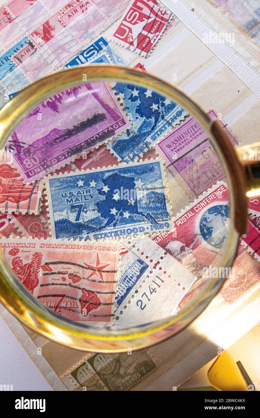 Francobolli vintage degli Stati Uniti Foto Stock