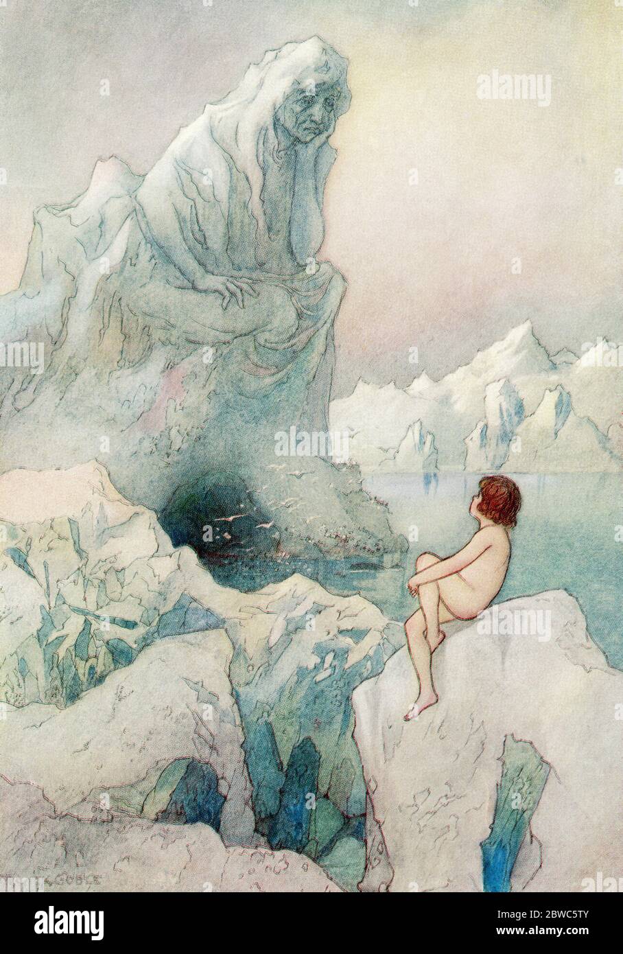 "Questa è Madre Carey". Illustrazione di Warwick Goble. From the Water Babies, pubblicato nel 1922. Foto Stock