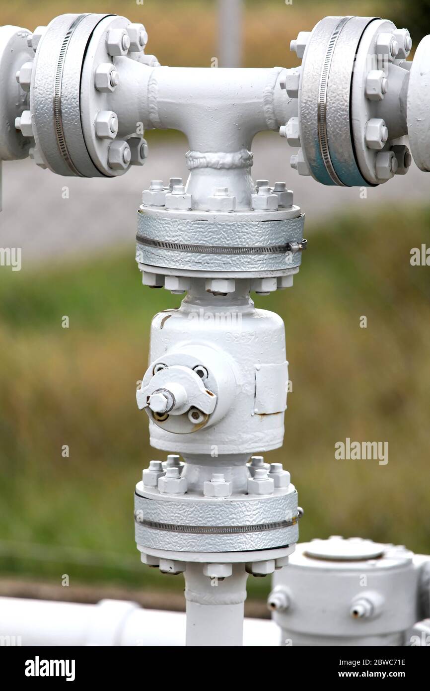 Rohre einer Industrie Gasleitung im Detail Foto Stock