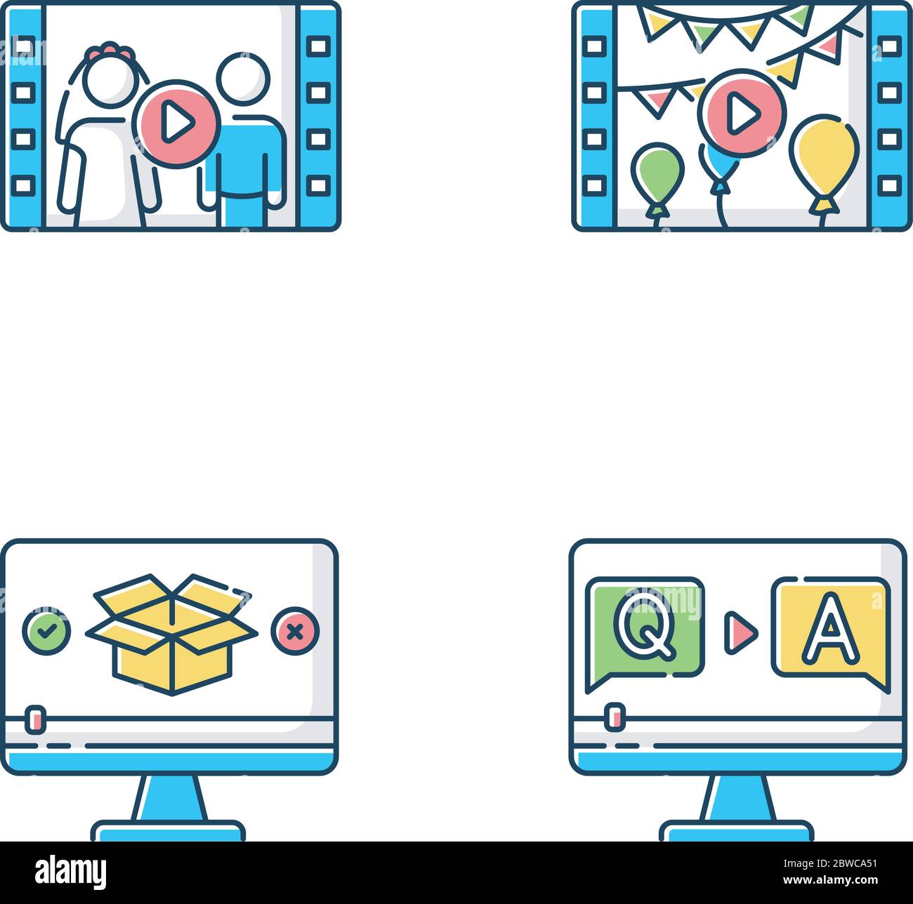 Contenuto video: Set di icone a colori RGB Illustrazione Vettoriale