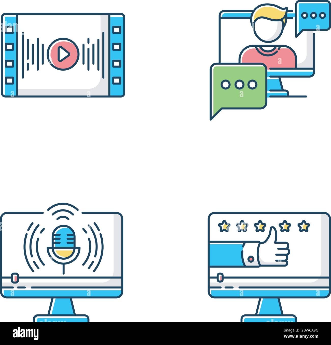 Set di icone RGB per videografia Illustrazione Vettoriale