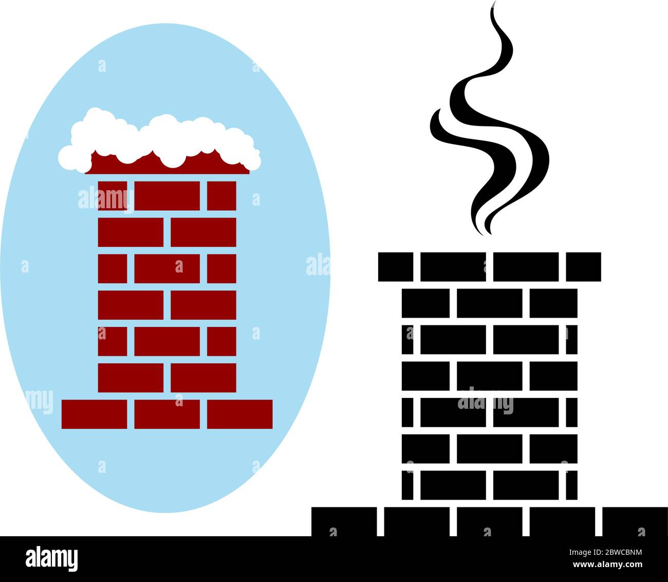 Icona di un rene di mattoni con illustrazione di un vettore di neve e fumo Illustrazione Vettoriale