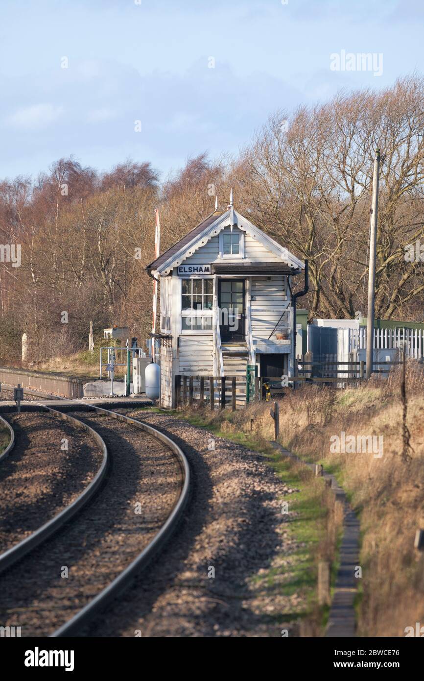 Network Rail Signal Box a Elsham (Lincs) 2 giorni prima della chiusura Foto Stock