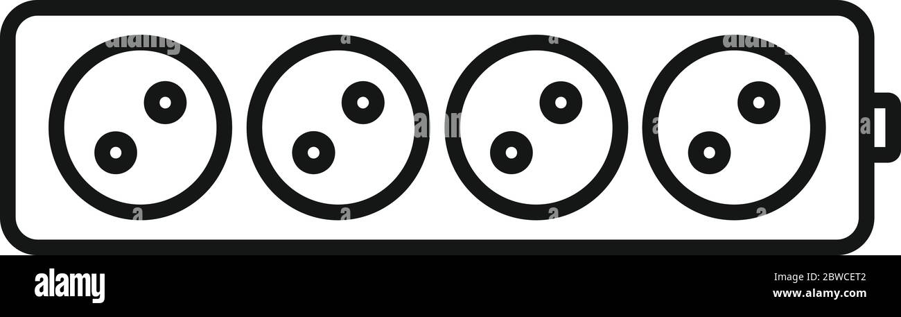 Icona prolunga elettrica. Contorno elettrico prolunga cavo vettore icona per il web design isolato su sfondo bianco Illustrazione Vettoriale