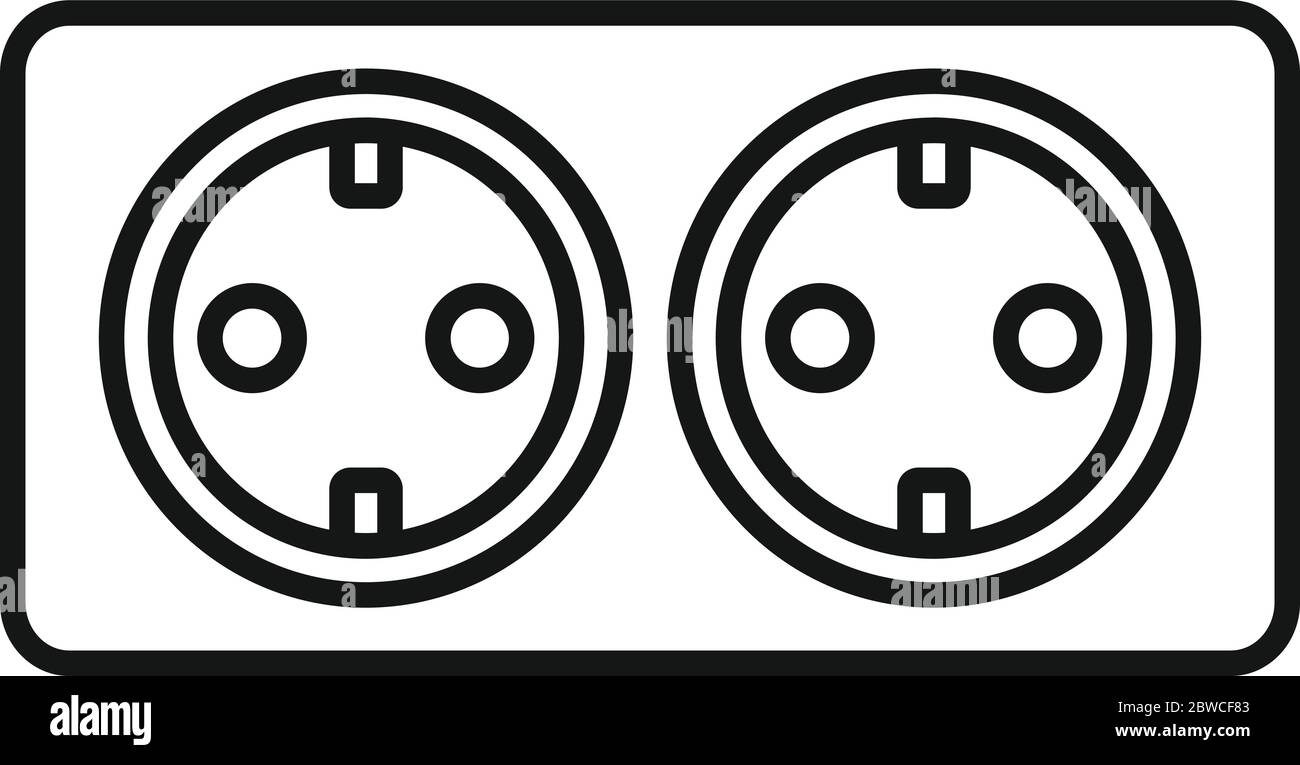 Icona della doppia presa di corrente a muro. Profilo a doppia parete presa di corrente icona vettoriale per il web design isolato su sfondo bianco Illustrazione Vettoriale